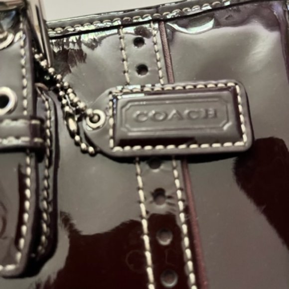 COACH Gallery Burgundy Patent Leather Wingtip Tote Purse G0773 - F11519 - Picture 3 of 8